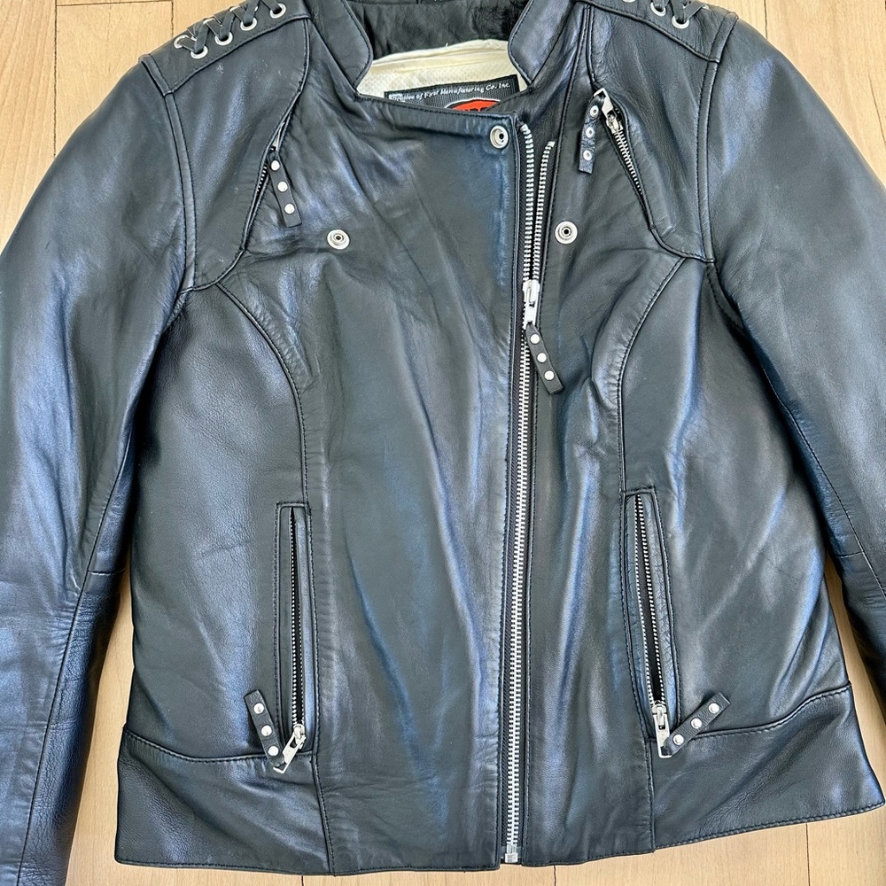 Women's Black Leather Motorcycle Jacket